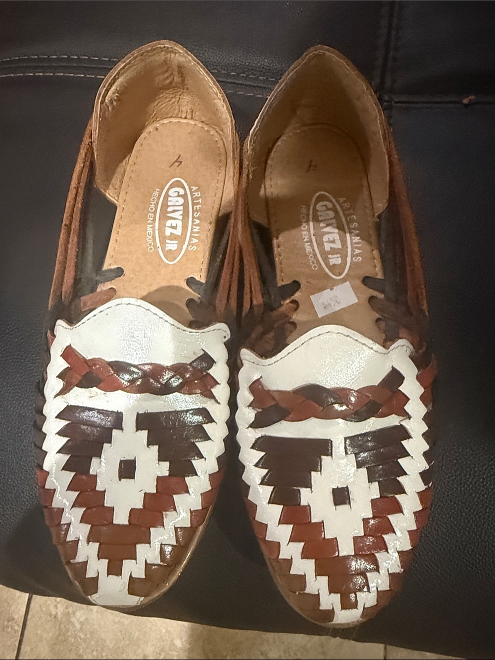 Artisanal Women’s Brown & White Woven Huarache Flats